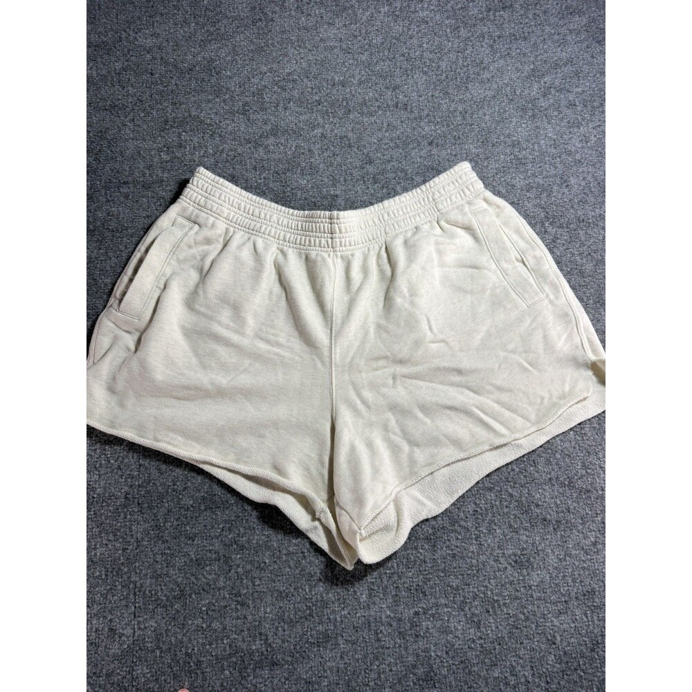 Aerie Womens Lounge Shorts XL Cream French Terry Elastic Waist Pockets